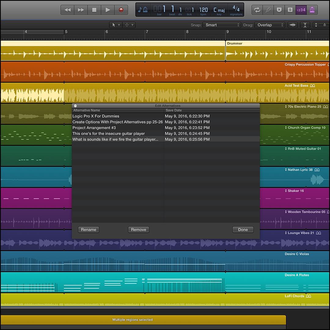 Create Options With Project Alternatives (Logic Pro X For Dummies pp. 25-26)