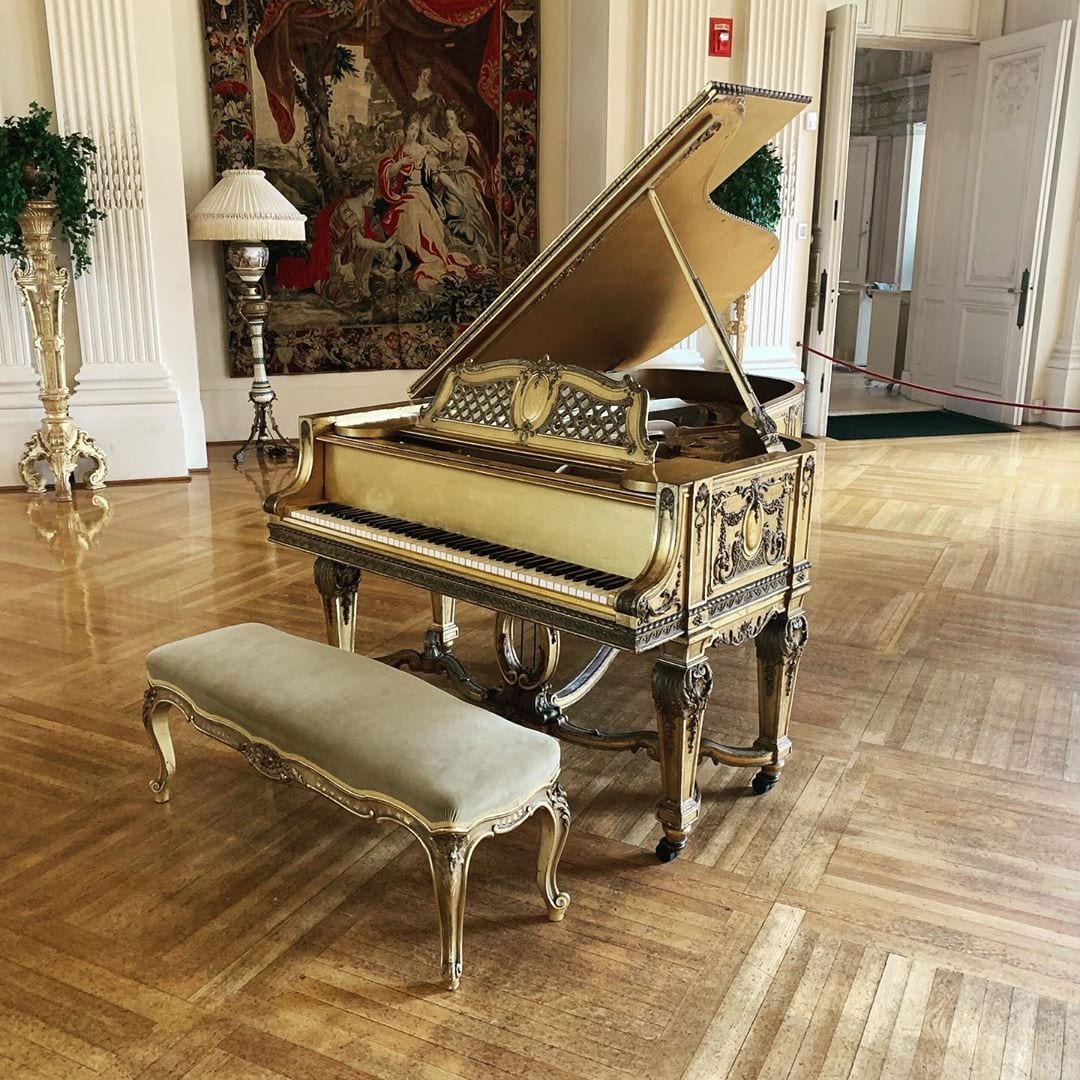 The gold piano they wouldn’t let me play for my gig at the Rosecliff Mansion in Newport, RI